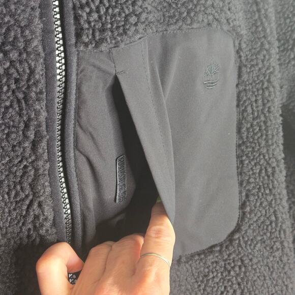 Timberland NWT Fleece Sherpa high neck full zip jacket Medium black - Picture 9 of 17